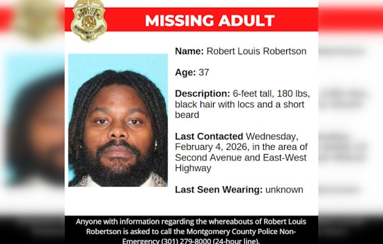 Montgomery County Police Seek Public's Help to Locate Missing 37-Year-Old Robert Louis Robertson