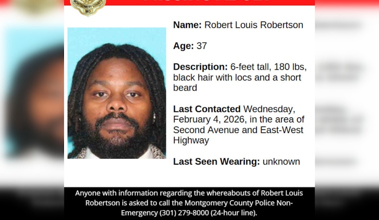 Montgomery County Police Seek Public's Help to Locate Missing 37-Year-Old Robert Louis Robertson
