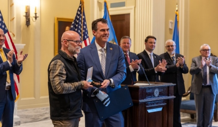 Oklahoma Governor Kevin Stitt Bestows Medal of Valor on Commissioner Tim Tipton for Public Safety Excellence