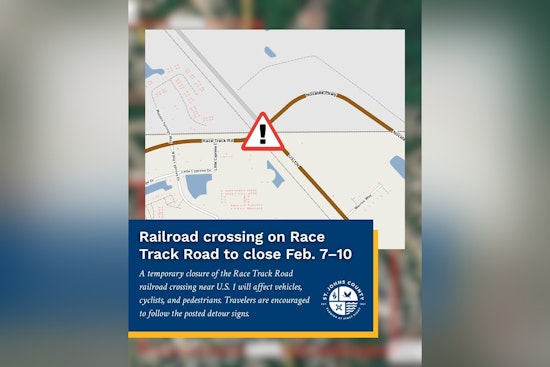 Planned Closure of Race Track Road Railroad Crossing in St. Johns County for Maintenance from Feb. 7-10