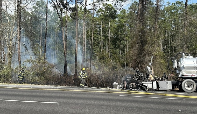 Semi-Truck Blaze on I-95 Northbound Causes Traffic Snarl Near St. Johns County