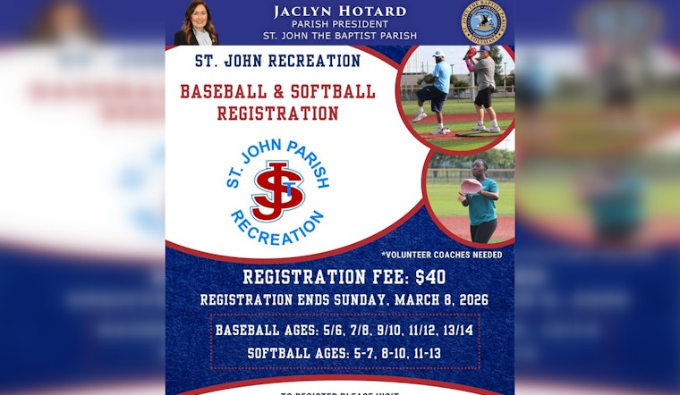 St. John the Baptist Parish Opens Registration for Youth Baseball and Softball Season