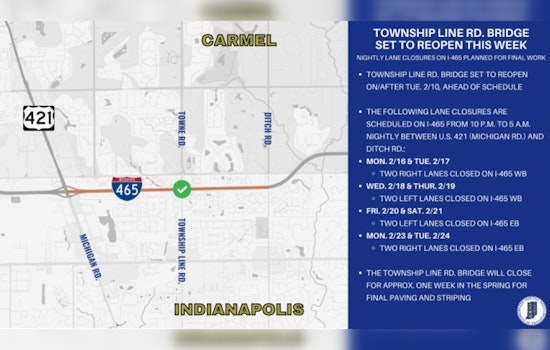 Township Line Road Bridge to Reopen Early, Boosting Marion and Hamilton County Commuters