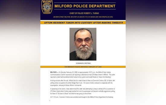 Upton Man Accused of Flashing Officers After Gun Threats in Milford Dispute