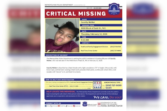 Urgent Search Underway for Missing 13-Year-Old Cassidy Walker in Northeast DC