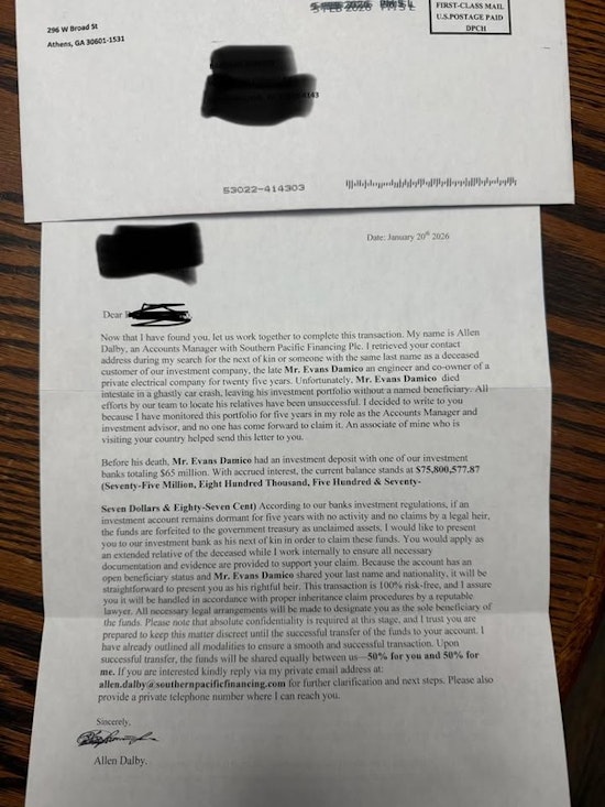 Washington County Sheriff Warns Residents of Rising International Inheritance Scam Attempts