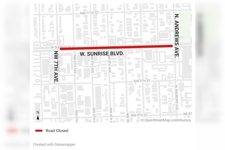 Water Main Break on Sunrise Boulevard Disrupts Fort Lauderdale, Causes Low Water Pressure Citywide