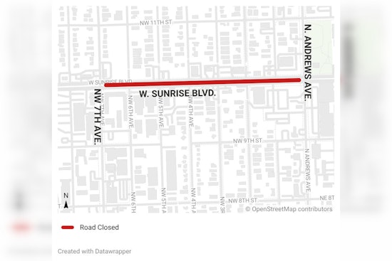 Water Main Break on Sunrise Boulevard Disrupts Fort Lauderdale, Causes Low Water Pressure Citywide