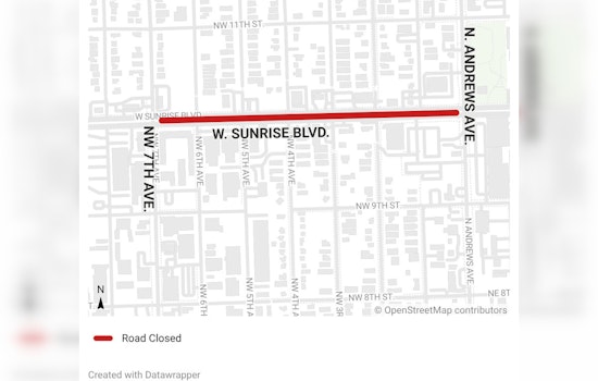 Water Main Break on Sunrise Boulevard Disrupts Fort Lauderdale, Causes Low Water Pressure Citywide