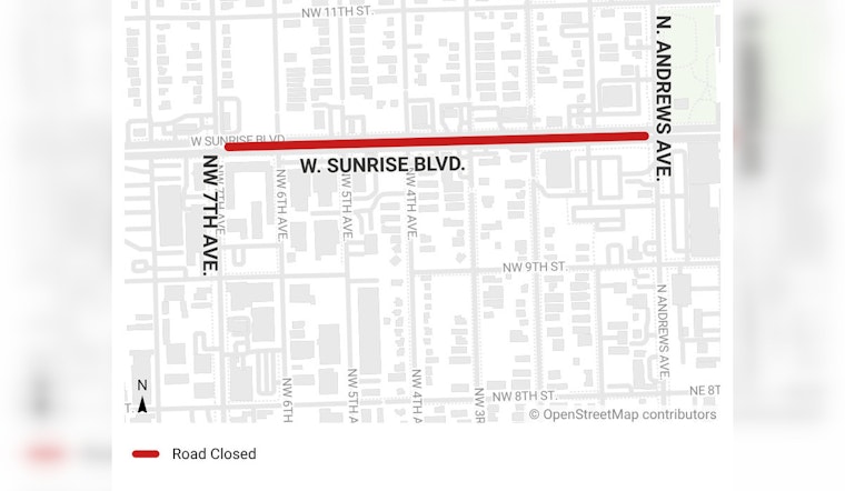 Water Main Break on Sunrise Boulevard Disrupts Fort Lauderdale, Causes Low Water Pressure Citywide