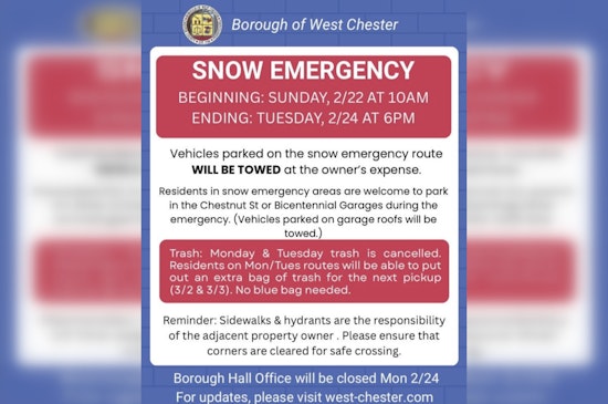 West Chester Orders Cars Off Snow Routes as Long Storm Rolls In