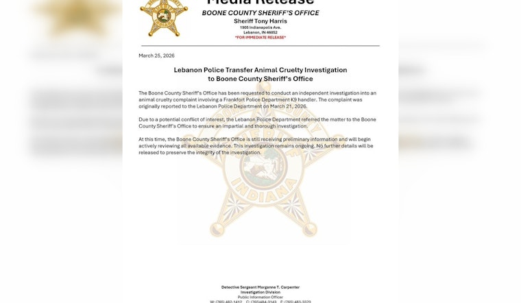 Boone County Cops Take Over K-9 Cruelty Case Tied to Frankfort Handler