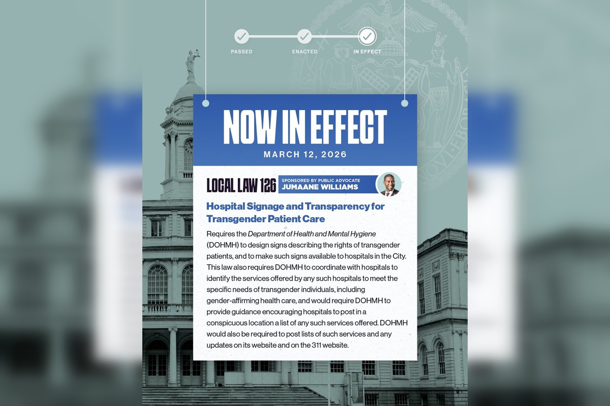 New York City Law Requires Hospitals To Post Trans Patient Rights