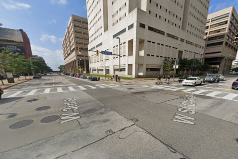Downtown Cleveland Street Gapes Open As Giant Sinkhole Clutches Car