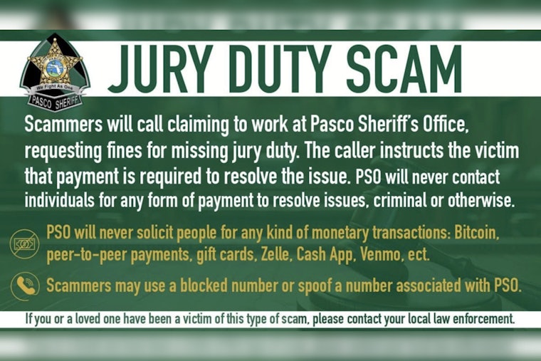 Fake 'Deputies' Shake Down Pasco Residents in Jury Duty Scam, Sheriff Warns