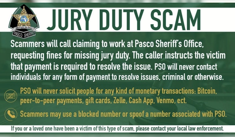 Fake 'Deputies' Shake Down Pasco Residents in Jury Duty Scam, Sheriff Warns