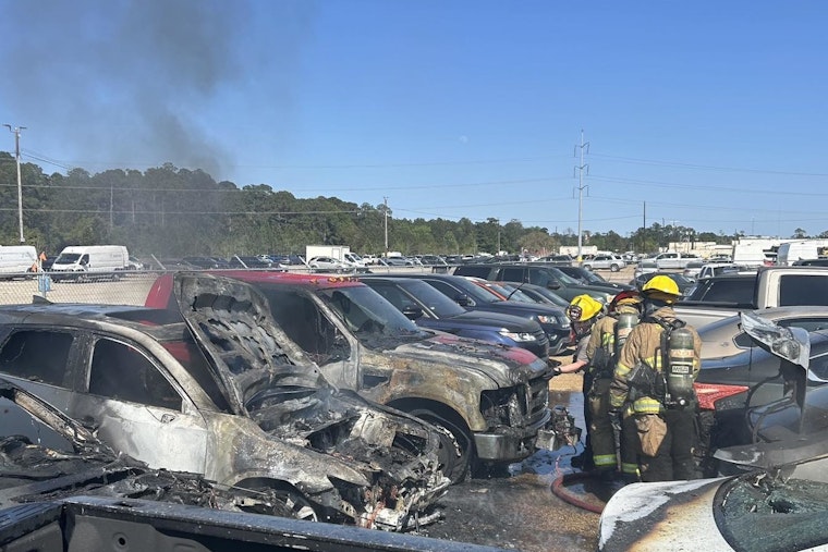 Flames Tear Through Cars at Slidell Auto Auction Lot