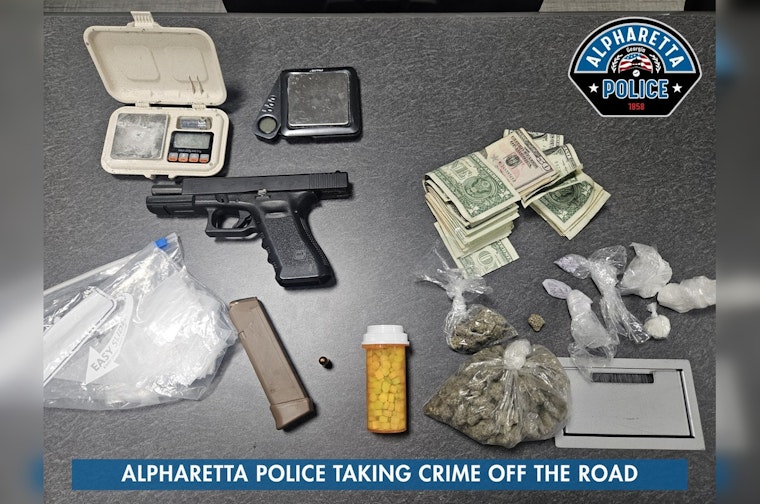 GA 400 Speeding Stop in Alpharetta Uncovers Drugs, Gun and Felony Warrants