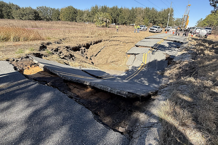 Groveland Road Vanishes Into Giant Sinkhole as County Eyes $2.5 Million Fix