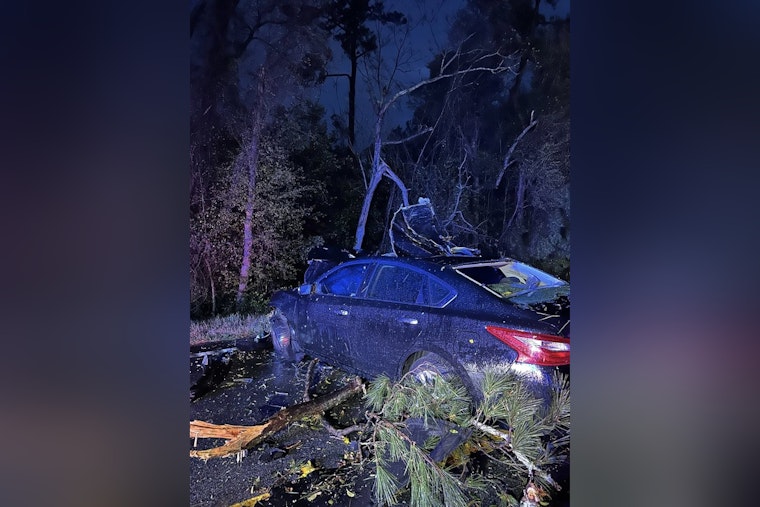 Highway 111 Turns Into Tree Trap as EF-0 Twister Clips Grady County
