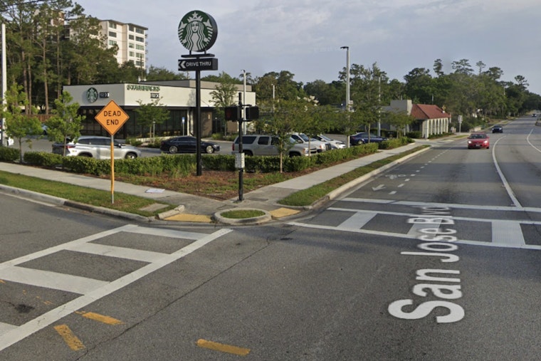 Jacksonville Pickup Erupts In Flames After Slamming Starbucks Light Pole