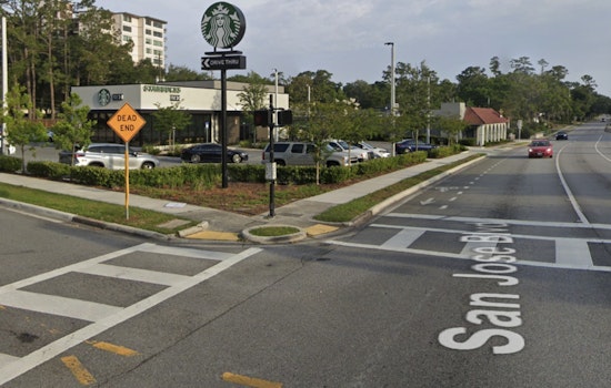 Jacksonville Pickup Erupts In Flames After Slamming Starbucks Light Pole