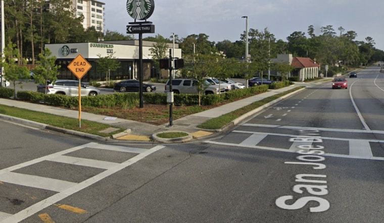 Jacksonville Pickup Erupts In Flames After Slamming Starbucks Light Pole