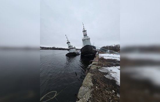 Listing Tugboat Sparks Harbor Scramble Near Brightman Street Bridge