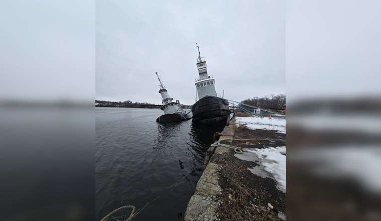 Listing Tugboat Sparks Harbor Scramble Near Brightman Street Bridge