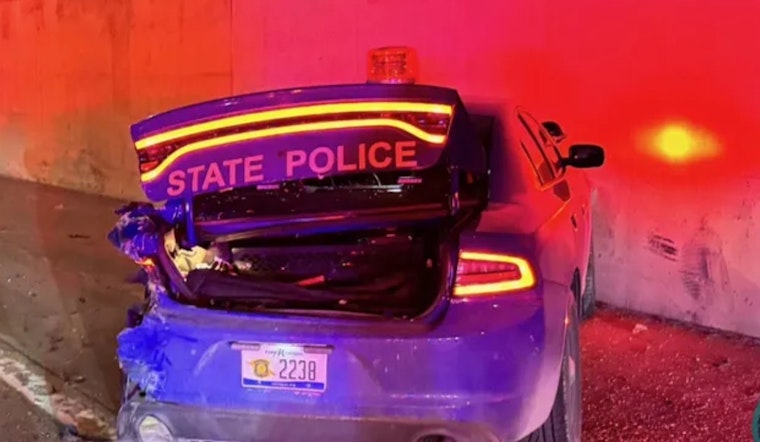 Lodge Freeway Chaos As Detroit Driver Slams MSP Cruiser, Bolts On Foot