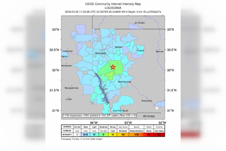 Predawn Jolt Rattles North Louisiana, Rocks Edgefield And Coushatta