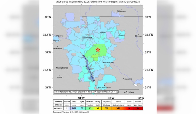 Predawn Jolt Rattles North Louisiana, Rocks Edgefield And Coushatta