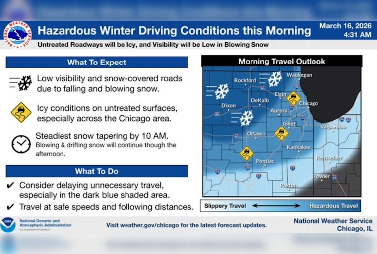 Snowy Slap Hits Chicago Morning Rush As Northwest Winds Howl