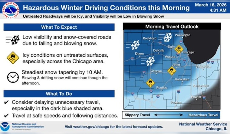 Snowy Slap Hits Chicago Morning Rush As Northwest Winds Howl