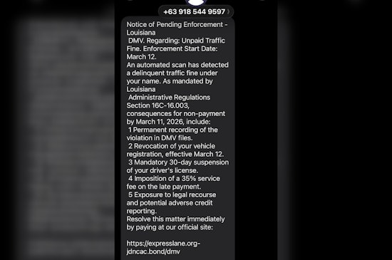 St. Tammany Warns Of Fake OMV Texts Targeting Drivers