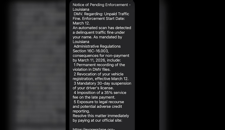 St. Tammany Warns Of Fake OMV Texts Targeting Drivers