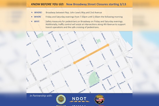 Weekend Broadway Closures Roll Out In Downtown Nashville