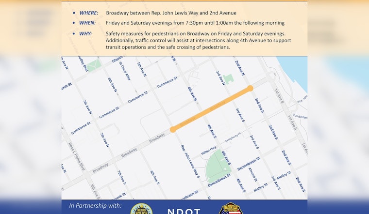 Weekend Broadway Closures Roll Out In Downtown Nashville
