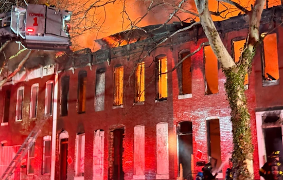 West Baltimore Fire Destroys Vacant Rowhomes on Clifton Ave