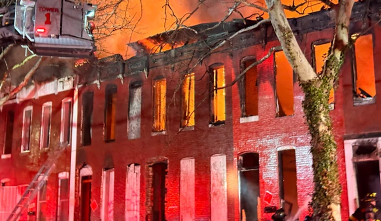 West Baltimore Fire Destroys Vacant Rowhomes on Clifton Ave
