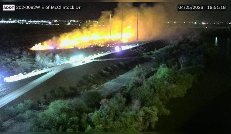 Brush Fire Chokes Loop 202 Near McClintock, Drivers Creep Through Smoke