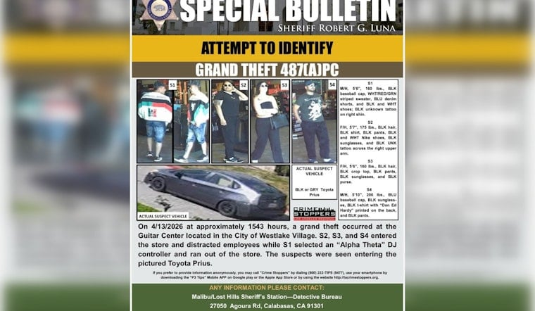 Crew Pulls Off Westlake Village Guitar Center Heist, Detectives Seek Local Help