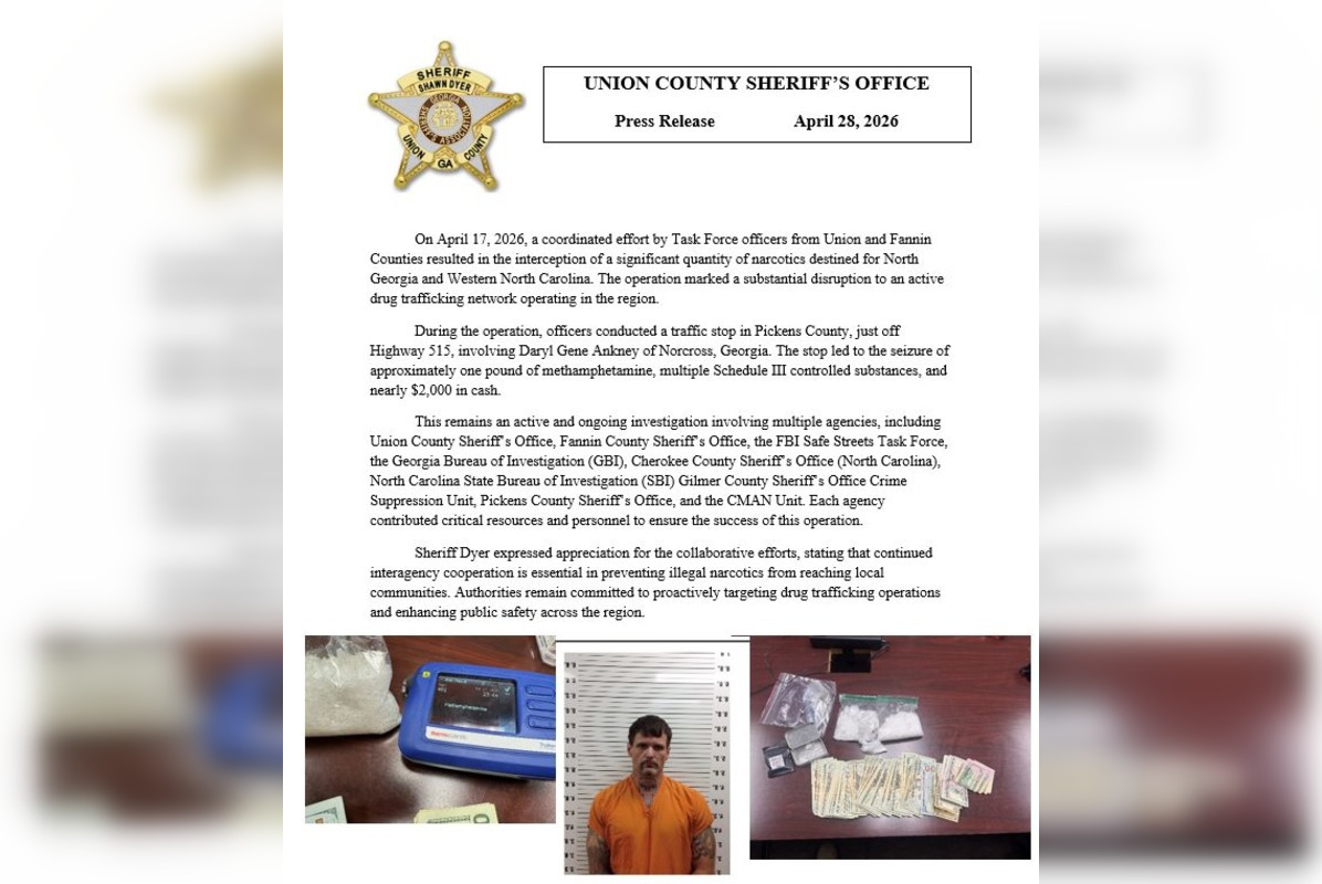 Norcross Man Arrested After Pickens County Meth Seizure