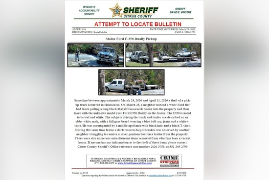Homosassa Truck Rustlers Roll Off With Ford F-350, Botch Boat Grab