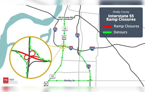 I-55 Exit 7 Shutdown Set to Snarl South Memphis for Months
