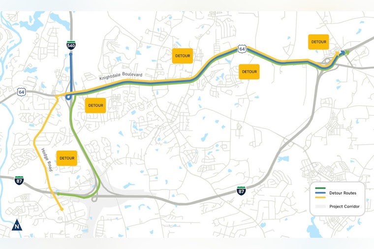 Knightdale Nighttime Traffic Headache: I-87 Drivers Hit With Overnight Shutdowns As 540 Work Heats Up