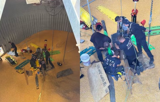 Medina Firefighters Plunge into Corn Bin to Save Buried Man