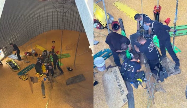 Medina Firefighters Plunge into Corn Bin to Save Buried Man