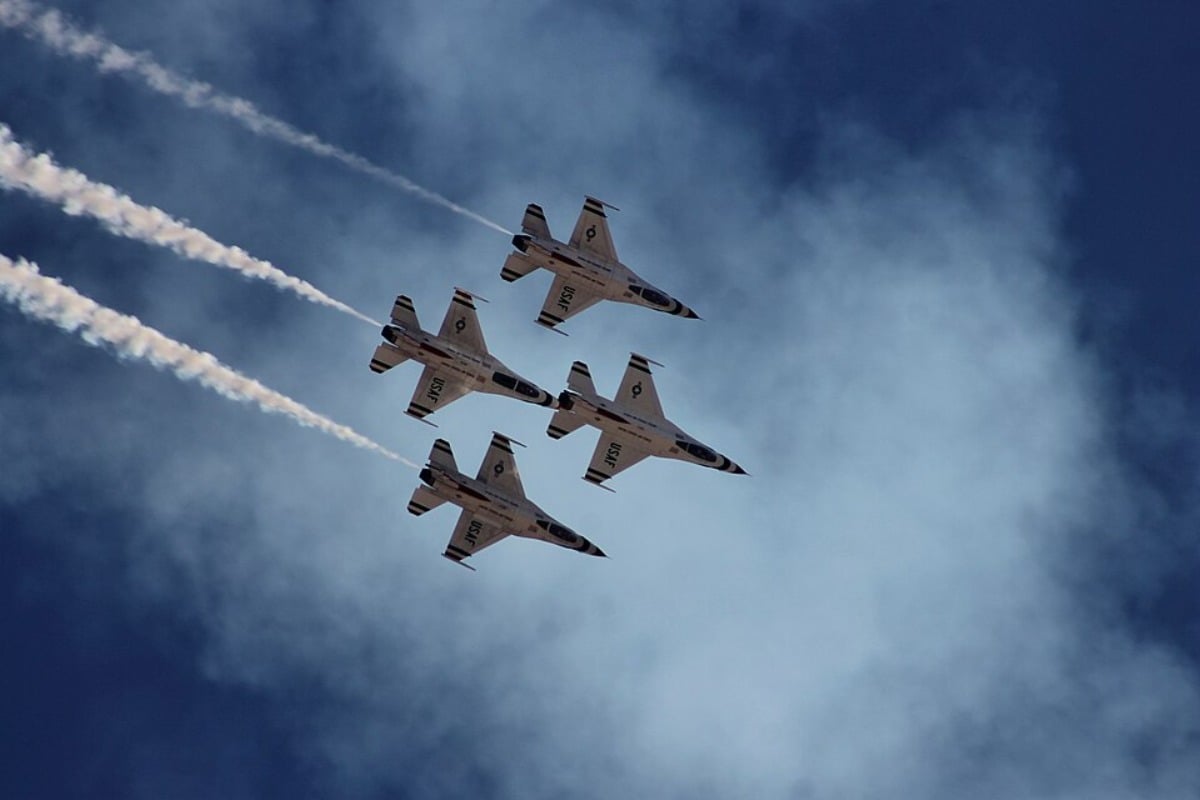 Pink Jet Paints Travis Skies As Thunderbirds Roar Over Fairfield