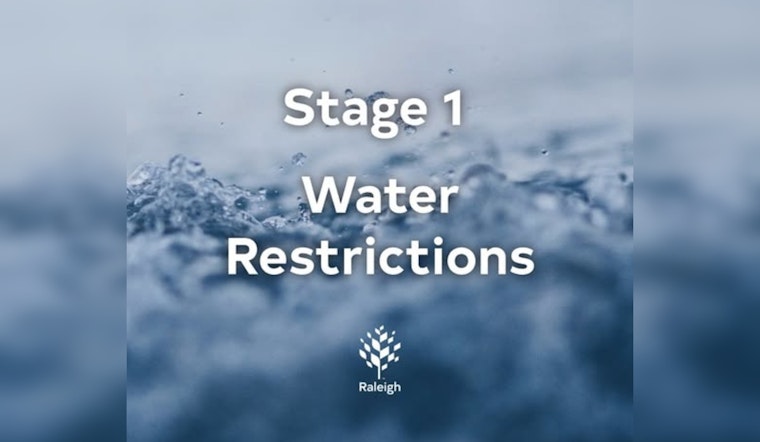 Thirst Alert as Raleigh Slaps Stage 1 Squeeze on Water Use Monday